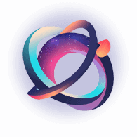 Galassia futuristica con anelli orbitanti, rappresentazione di innovazione e tecnologia avanzata, immagine per il brand The Usual NeXt.