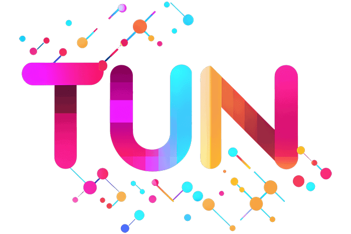 TUN logo colorato e moderno con sfondo viola, elemento visivo principale del sito The Usual Next, rappresenta innovazione e tecnologia.